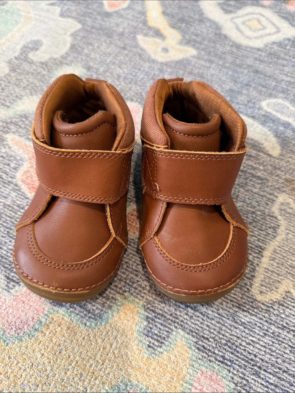 Stride Rite Toddler Brown Hook & Loop Leather-Look Boots